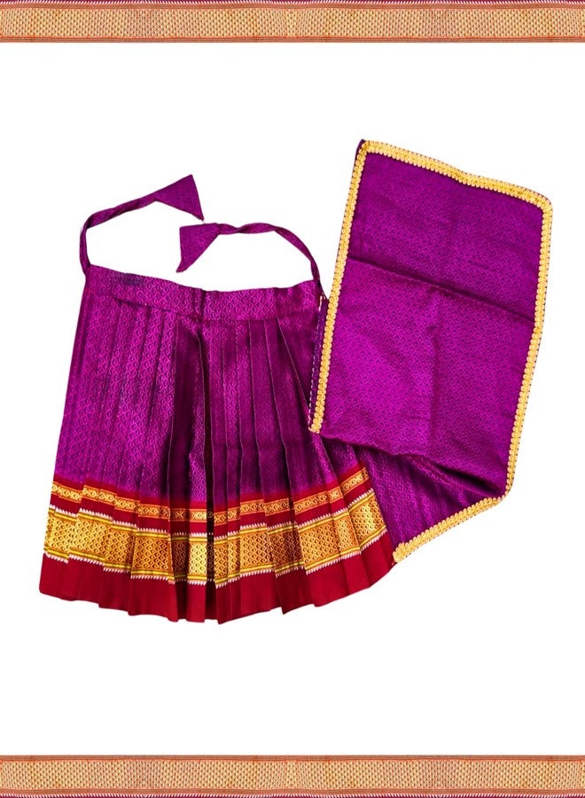 PUNYATVA ساري PUNYATVA Kalash Khun (وردي) / Mata Rani Poshak لـ Varalakshmi، Ma Laxmi، Goddess Durga، Gangaur/Chunri Patka Lehenga Ghagra Khan Dress/Navaratri Margashirsha Devi Pooja Accessories - Image 2